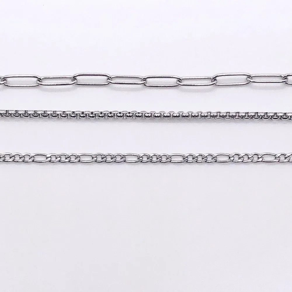 Handmade Triple Layer Gunmetal Silver Mask Chain Necklace - Picture 3 of 6